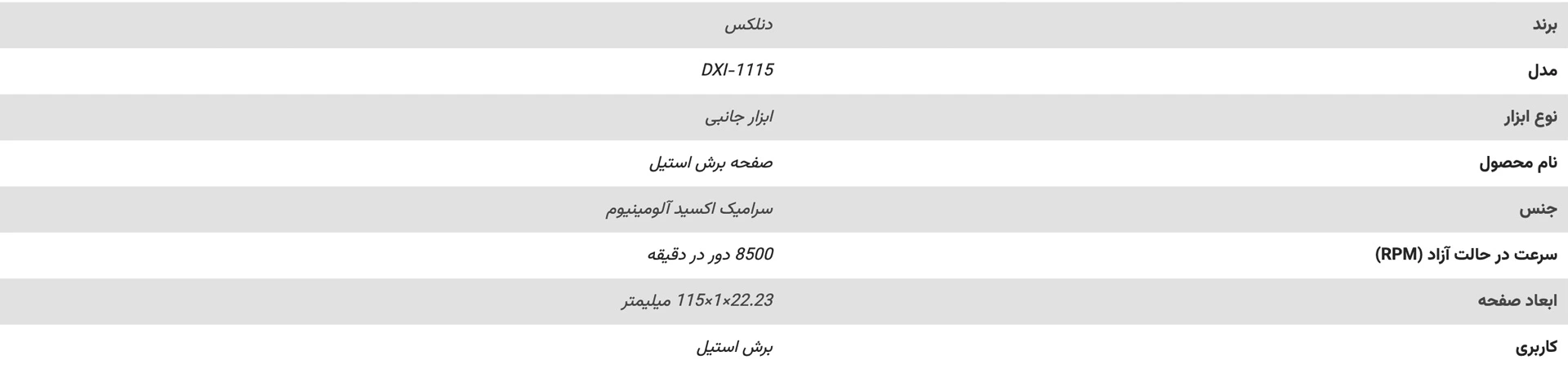 مشخصات-صفحه-استیل-بر-دنلکس-مدل-DXI-1115