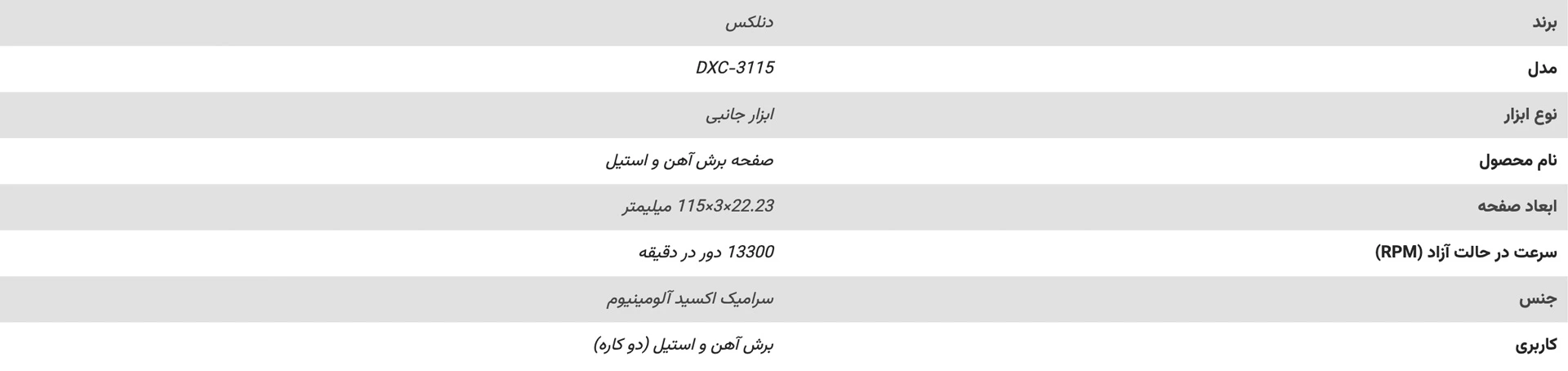 مشخصات-صفحه-مینی-برش-آهن-و-استیل-دنلکس-مدل-DXC-3115